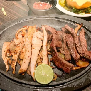 Chicken and beef fajitas