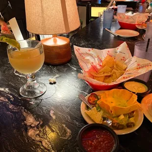 Cadillac margarita, queso, chips &amp; salsa.