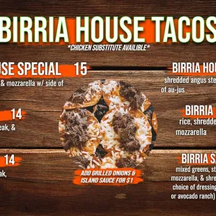 birria house tacos menu