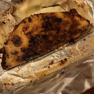 a close up of a piece of food