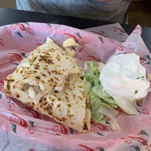 Quesadillas ok but a bit bland.