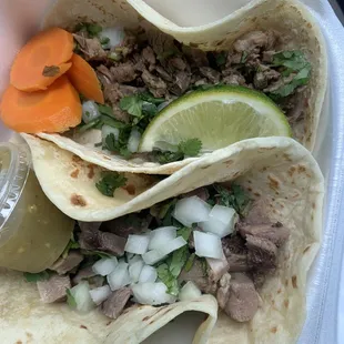 Lengua taco and asada taco  Bare minimum