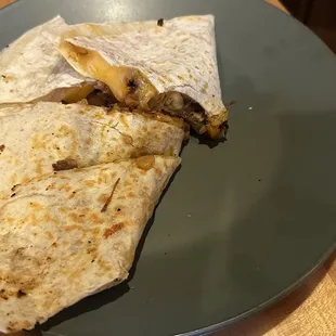 Shrimp and pineapple quesadilla