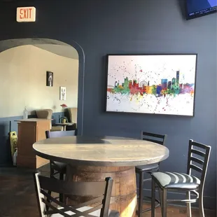 High-top seating near the bar