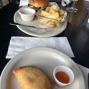 Black &amp; Blue Burger and hot chicken empanadas!