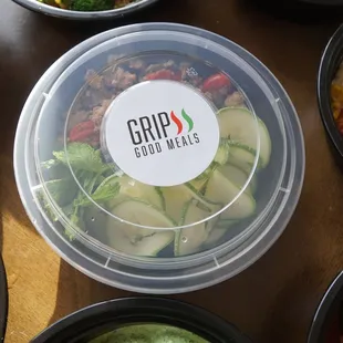 a variety of bowls of food