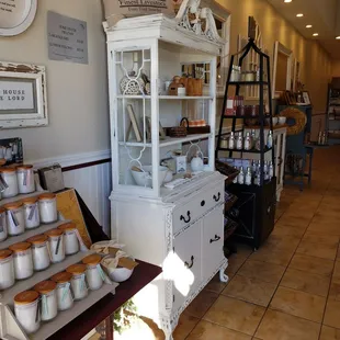 a display of pots and pans