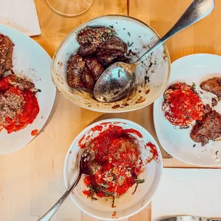 Meatballs and fingerling potatoes