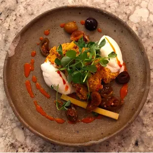 Fried Oysters - whipped cream, hot sauce.