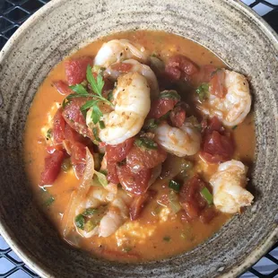 Shrimp and grits from the brunch menu