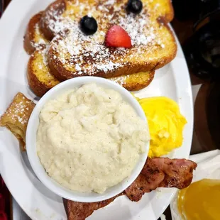 French Toast w grits, eggs, and turkey bacon