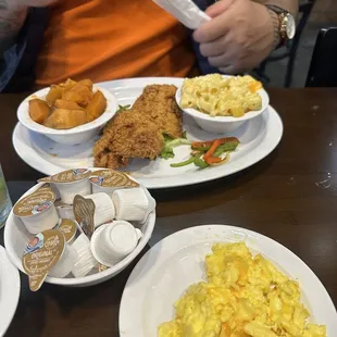 Catfish Dinner with Mac n Cheese and Yams