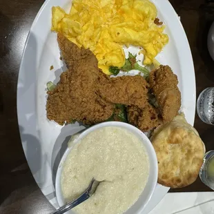 Fried Chicken and Two Sides Grits and eggs