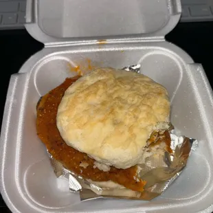 Hot lemon pepper chicken biscuit