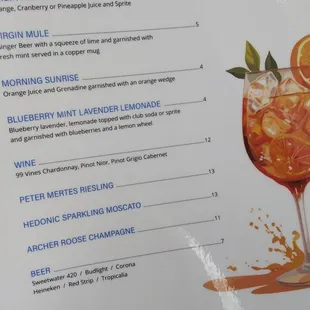 Mocktail Menu