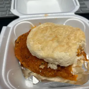 Hot lemon pepper chicken biscuit