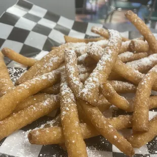Waffle Fries with just enough powdered sugar