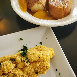 Catfish and peach french toast (sorry I took a bite first lol)