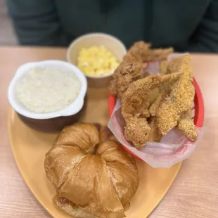 Mix &amp; Match wings and catfish with grits and eggs and a Grilled