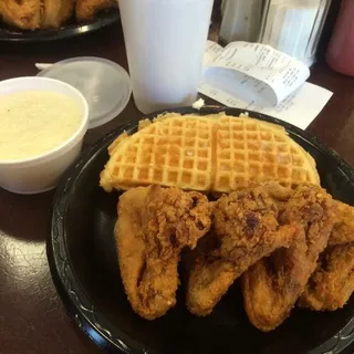 Three Crispy Fried Chicken Wings & Waffle