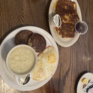 two plates of food on a table