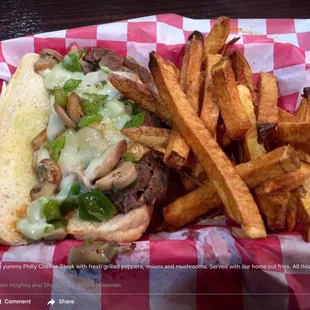 Thursday daily special.  Philly cheese steak and home cut fries!