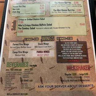 Dinner/Lunch Menu