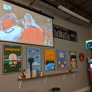 a video game on the wall