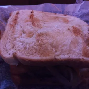 UN-toasted or grilled texas toast on the party melt, turning soggy before my eyes!