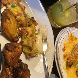 Wings and potato skins