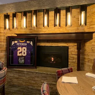 a football jersey on the wall