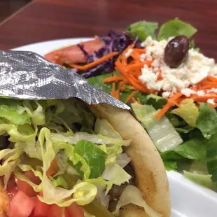 Lunch special: chicken gyro and side salad.