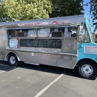 a food truck parked in a parking lot