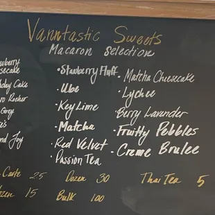 a menu on a blackboard