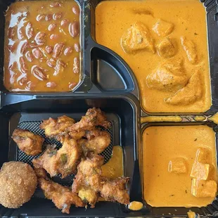 Chicken 65, Chicken Butter Masala, Cheese Balls, Paneer Butter Masala, and Chitra Rajma.