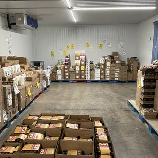 boxes of food on pallets
