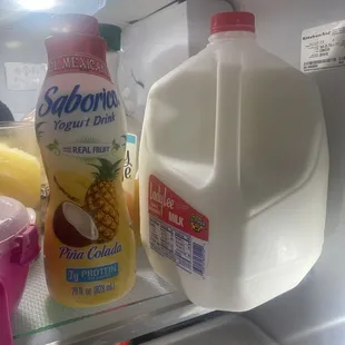 The delicious El Mexicano Smoothie and the delicious Lady Lee gallon of smooth milk that was purchased from Grocery Outlet Bargain Market.