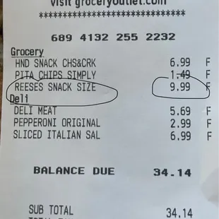 Grocery Outlet price on HUGE bag of Reece's 9.99 Walmart price was $$27!Yeah they say best before 12/20they will be long gone by then