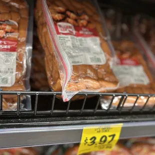 a variety of hot dogs on display