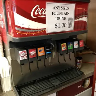 Fountain drink choices.