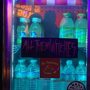 a vending machine with neon lights