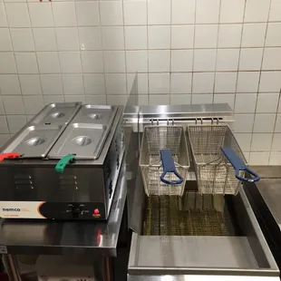 This is our kitchen.. squeaky clean fryer oil as always...