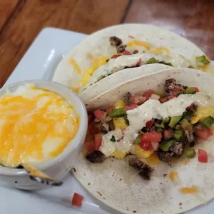 Breakfast Tacos (sausage as meat choice)