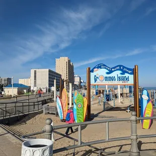 Playground and end view of the boardwalk.