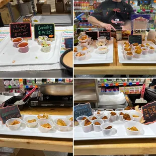 Crab cakes, lobster empanadas, Mahi-Mahi Ceviche, Breaded Osysters, Salmon &amp; Swordfish samples!! So yummy!!