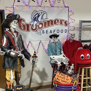 They are ready for a month-long Halloween celebration, even the freezers are decorated