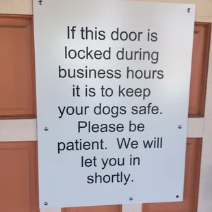 Sign on front door