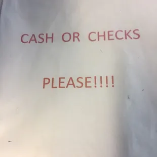 Cash or checks please