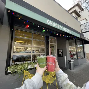 Groovy Greens and Purple People Eater smoothies