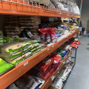shelves of food in a grocery store